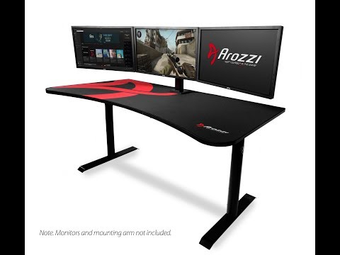Žaidimų stalas Arozzi Arena Gaming Desk, Reguliuojamo aukščio 710-810mm, Raudonas