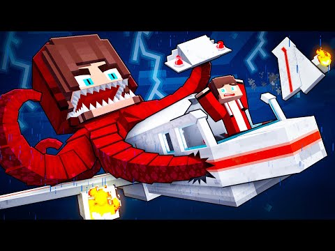 JJ`s Girl KRAKEN CAUSES JJ PLANE CRASH?! - Maizen Minecraft Animation