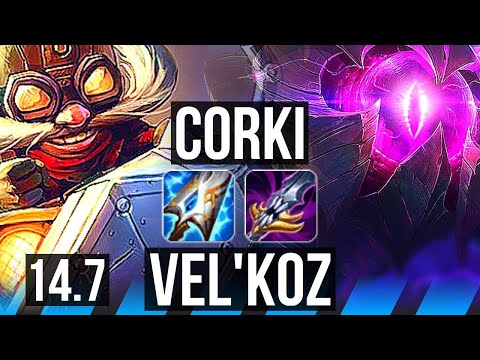 CORKI vs VEL'KOZ (MID) | Quadra, 18/2/6, 6 solo kills, Legendary | NA Grandmaster | 14.7