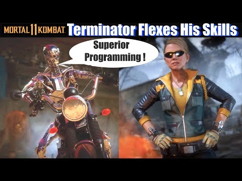MK11 Terminator Flexes His Features - Mortal Kombat 11 Intros