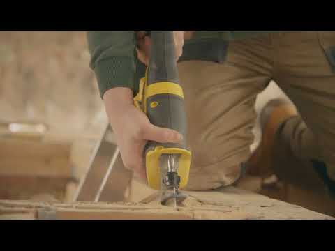 Stanley tiesinis pjūklas 18V V20 SFMCS300B be akumuliatoriaus ir kroviklio video