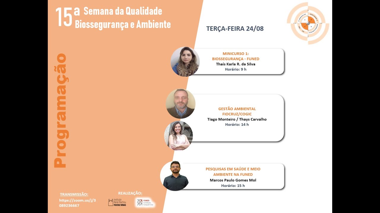 15a Semana da Qualidade - Minicurso 1 - Biossegurança - 24/8/2021