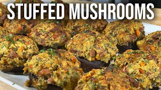 THE BEST Stuffed Mushroom Recipe For Thanksgiving! | EASY Side Dish