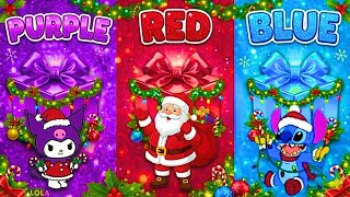 The BIGGEST Christmas Gift Box Challenge! 🎁 Kuromi 💜 Santa Claus ❤️ or Stitch 💙 Which Team Win? 😜