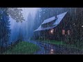 HEAVY RAIN on Roof for Deep Sleep & Insomnia Relief | Night Thunderstorm for Insomnia, Study, Relax