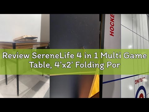 Review SereneLife 4 in 1 Multi Game Table, 4’x2’ Folding Portable Sports Arcade Games with Accessori