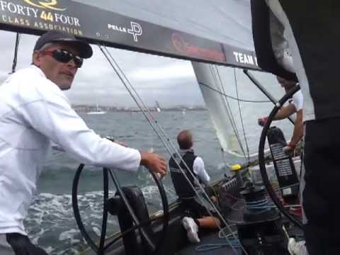 Sailing onboard Team Italia's RC 44 with Russell Coutts in Cascais- Race start Video 1