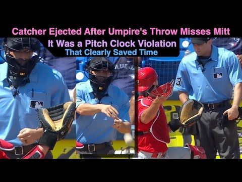 Pitch Clock Violation Leads to Realmuto's Ejection for Pulling Catcher Mitt Back From Umpire's Hand