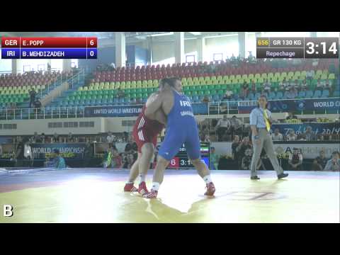 Repechage - Greco Roman Wrestling 130 kg - E. POPP (GER) vs B. MEHDIZADEH (IRI) - Tashkent 2014