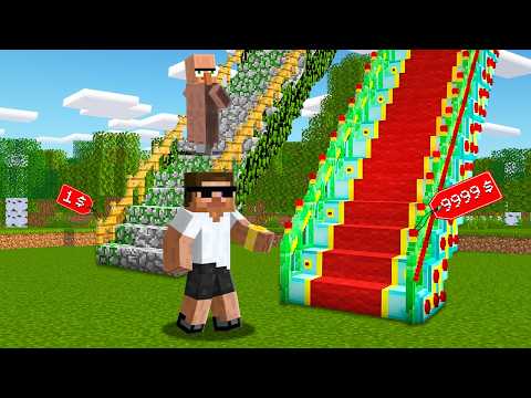 Noob vs Hacker Stairs Build Challenge in Miencraft