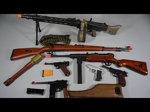 WW2 Germany Army Toy Gun - Airsoft - Nerf Gun - MG42 - Kar98k - Luger P08 -MP40- Toy Guns Collection