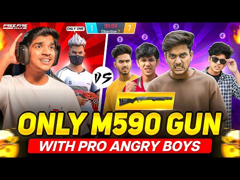 ONLY M590 😱 vs 4 PRO ANGRY BOYS | 1 vs 4 🔥 Free Fire Telugu