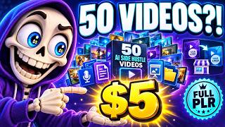50 AI Side Hustle Videos With PLR — Rebrand, Upload & Resell