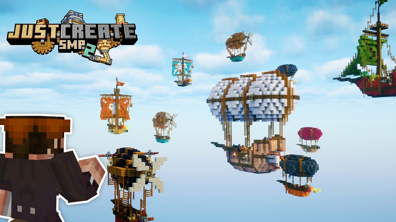 I built a FLEET of AIRSHIPS in Minecraft Create Mod!