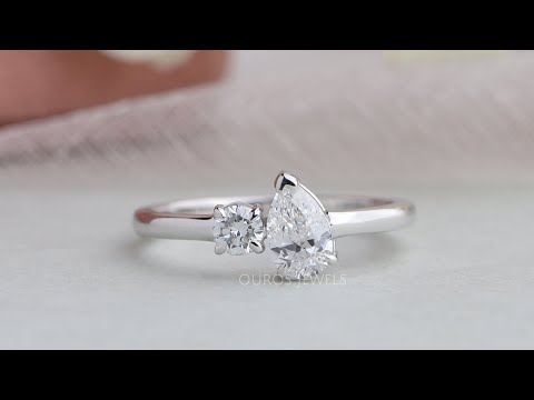 Pear And Round Diamond Toi Et Moi Ring | Conflict Free  Round Diamond Ring