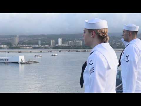 USS John C. Stennis renders honors at Pearl Harbor