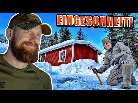 KOMPLETT EINGESCHNEIT! - Mattin und Brian befreien die FLUCHTHÜTTE von Schnee | Fritz Meinecke