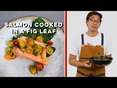 Salmon Cooked in a Fig Leaf | Spencer Cooks