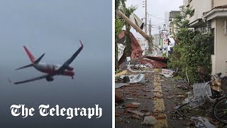 Japan: Plane aborts landing amid storm causing millions to evacuate