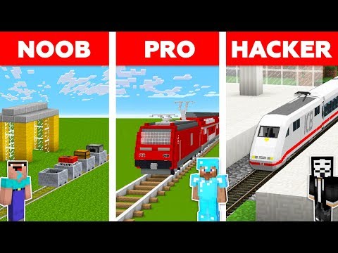 Minecraft NOOB vs PRO vs HACKER :TRAIN STATION CHALLENGE in minecraft / Animation