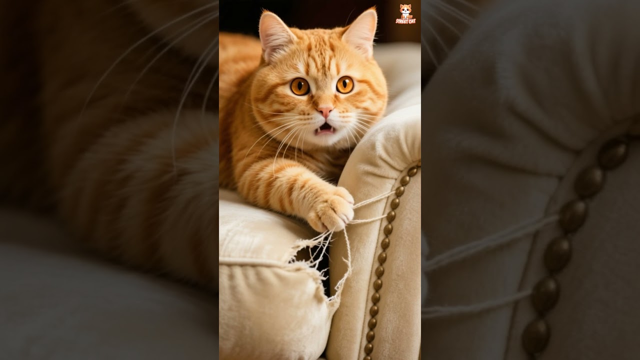Orange-Cats Sofa Saga: A Feline Misadventure #funny #cuteanimals #cute #catstory #sofadisaster