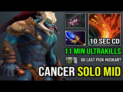 WTF 7Min Armlet & 11Min Ultrakills | Solo Mid Huskar 10s CD Life Break Aggressive Scepter Jump DotA