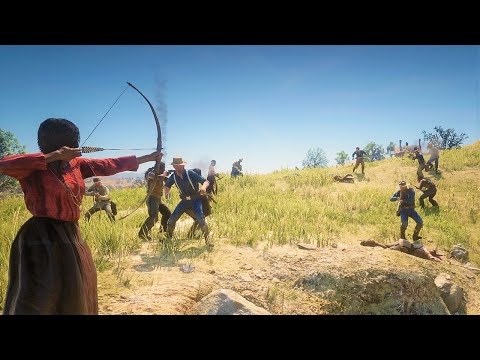Wapiti Indians vs Blackwater Police and US Army | Red Dead Redemption 2 NPC Wars 36