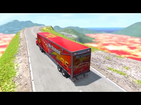Impossible Wave Bridge Crossing Cars vs Lava Crosses Road   BeamNG.drive
