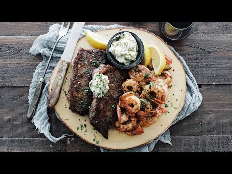 Steak and Shrimp Skillet with Herb Butter