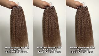 lovebeautywig | 18inch Light Brown Kinky Straight Microlink Hair Extensions #microlinkextensions