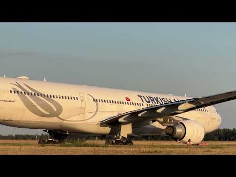 Turkish Airlines Airbus A330 at Berlin BER Airport taxiing to RW 07R, nice sound :-)