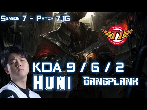 SKT T1 Huni GANGPLANK vs SHEN Top - Patch 7.16 KR Ranked