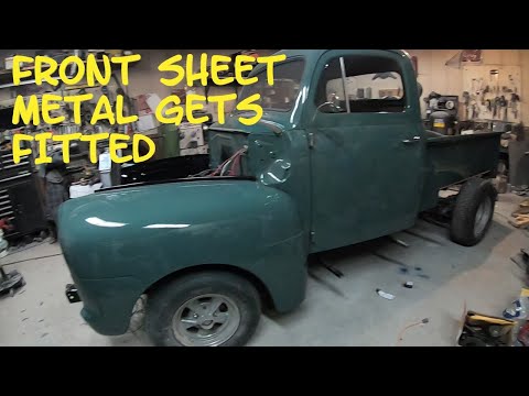 1952 Ford F1 Gets the Front Sheet Metal Fitted and Front Bumper Gets Heated and Straightened.