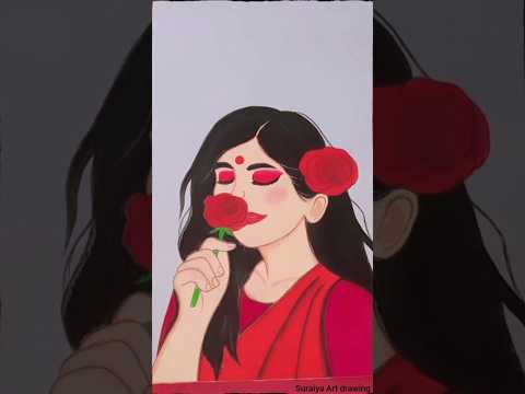 🌹✨Rose✨ 🌹👀 #suraiya art drawing 👩🏻‍🎨# short video 📸# art work #song ... 🥀