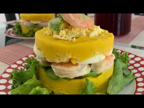 Receta de causa de langostinos