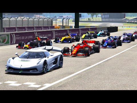 Koenigsegg Jesko vs F1 2019 Cars - Le Mans 24h Circuit