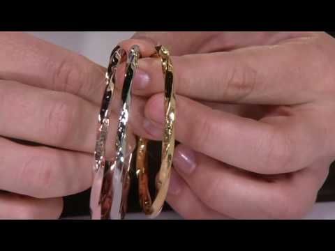 Oro Nuovo Polished Twisted Round Slip-on Bangle Bracelet, 14K on QVC