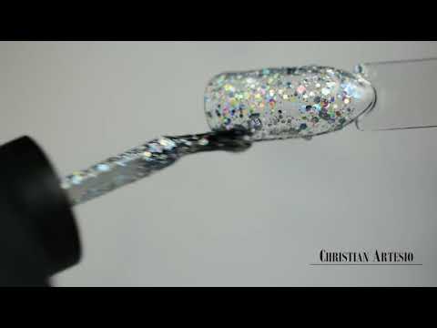 UV Nagellack No 075 Silber Glitzer mit Pailletten-Effekt 10ml – Christian Artesio