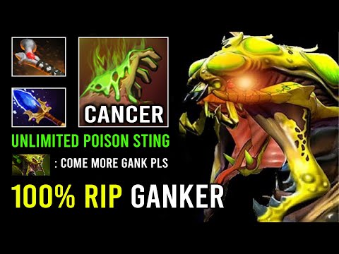 How to 100% Delete Any Gank on Offlane with Unlimited Poison Sting Venomancer Dota 2