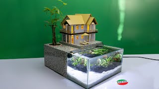 DIY Miniature Mini House Modern Garden Villa Aquarium From Cardboard