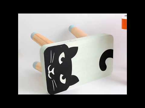 Kindergarten Children Practical Bench Cartoon Animal Avatar Solid Wood Square Stool