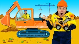 &quot;Construction Machines&quot; Kids Song - Diggers, Trucks, Backhoe, Construction Toys