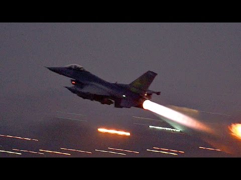 F-16 Night Afterburner Takeoffs From Incirlik Air Base