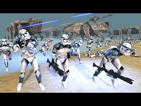 Amphibious Clone Troop Transports BEACH INVASION! - Men of War: Star Wars Mod Battle Simulator