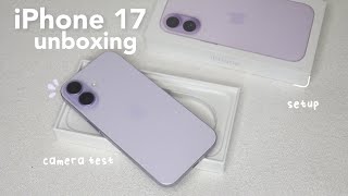 iPhone 17 Lavender aesthetic unboxing ☁️ setup, customization, accessories