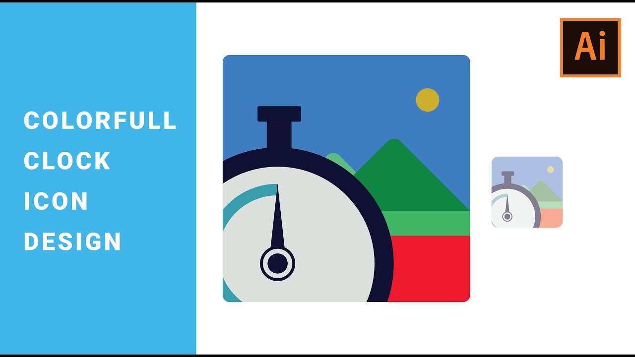 Clock icon design illustrator, illustrator tutorial, Adobe illustrator cc