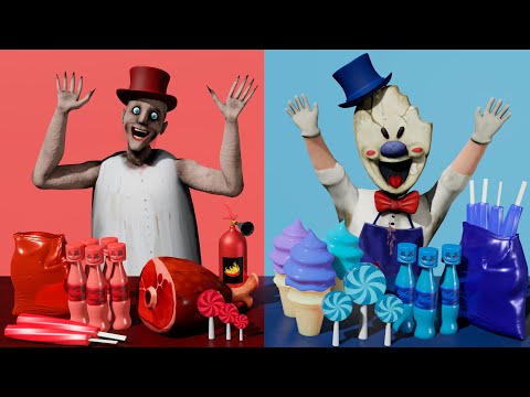 Food Challenge: Red Granny vs Blue Ice Scream - Mukbang - funny horror animation parody (p.102)