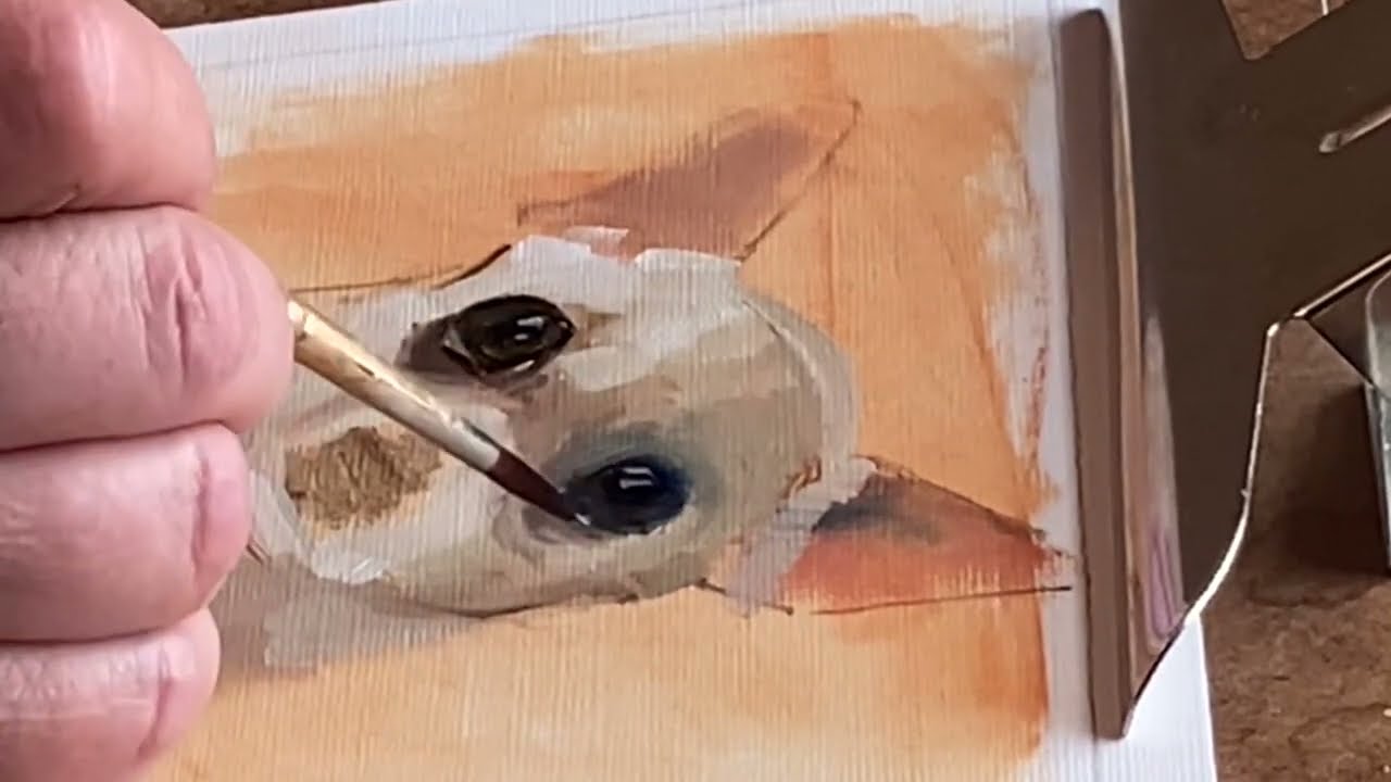 Painting a Chihuahua in Oil, Dog Portrait of Claire Bear, Painterly Technique.