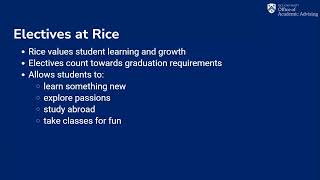Graduation Requirements - Electives at Rice