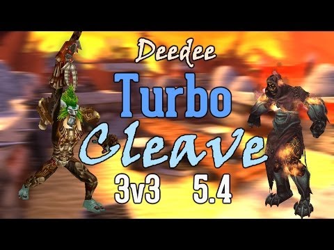 5.4 Warrior Arena PvP with Enh Shaman and Resto Druid 3v3 Turbo Cleave! - Deedee